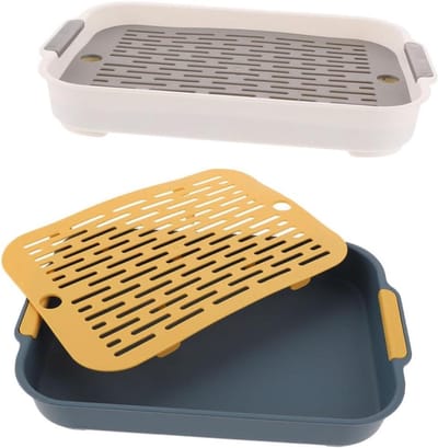 Huisdier Toilet - Potje Training - Zindelijkheid Leren - Verhoogd Hekontwerp - 27 cm Lengte - Grijs