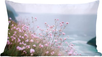 Sierkussens - Kussentjes Woonkamer - 60x40 cm - Klif - Bloemen - Zee - Roze
