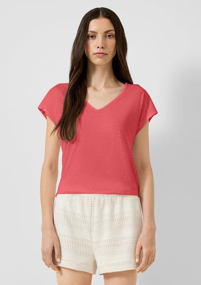 Q/S designed by - Dames t-shirt - Maat XS - Vrouwen - Rood - katoen