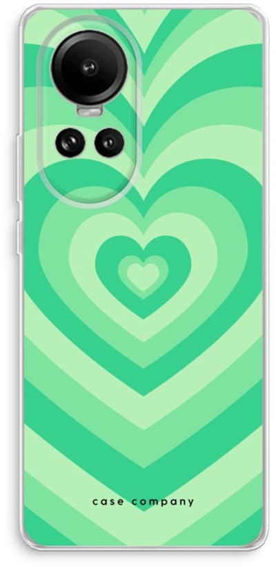Case Company® - Hoesje geschikt voor Oppo Reno 10 hoesje - Hart Groen - Soft Cover Telefoonhoesje - Bescherming aan alle Kanten en Schermrand