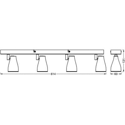 LEDVANCE Pear LED opbouwspot GU10 4-lamps grijs
