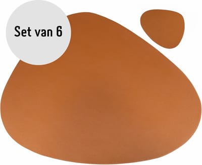 Krumble Placemat en onderzetter - 6 stuks - Design placemat set met onderzetter - Bruin