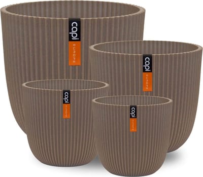 Capi Europe - Cadeauset Pot bol Groove 'made with' warm taupe - Warm taupe - Bloempotten voor binnen en buiten - Capi ‘Made with’ - Gemaakt van gerecycled materiaal - Levenslang garantie - Cadeauset