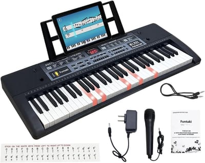 Draagbare 61-toetsen digitale piano met verlichte toetsen en muziekstandaard