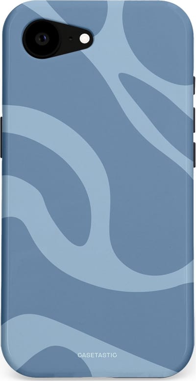 Casetastic hoesje geschikt voor Apple iPhone 16e / Apple iPhone 17e - MagSafe - Dubbellaagse bescherming - Blauwe Water Golven - Fashion Case - Grijs Lichtblauw