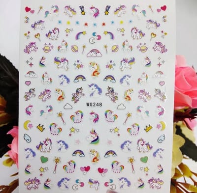 Akyol - Nagel stickers - unicorn - nagels - nagel sticker - decoratie - stickers voor nagels - stickers – unicorn nagelsticker – fantasie – regenboog – ster – stickervel voor nagels