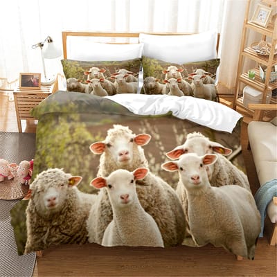3D Geprint Schapen Dekbedovertrek met Kussensloop Beddengoed Set Eenpersoons Tweepersoons Twin Full Queen King Size Dieren Bedset Slaapkamer Decor cot size 70x133cm