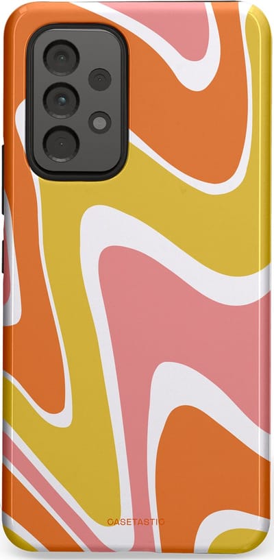 Casetastic hoesje geschikt voor Samsung Galaxy A53 (2022) 5G - Dubbellaagse bescherming - Retro rave - Fashion Case - Goud Terracotta Koraal Wit