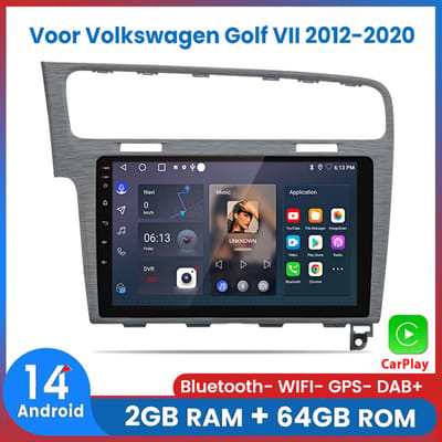 Awesafe Geschikt Voor Volkswagen Golf 7 (2012 t/m 2020) - RAM 2GB + ROM 64GB 4Core - 10.1 inch Android 14.0 CarPlay Autoradio - Draadloos CarPlay & Android Auto - Zilveren - Bluetooth & WiFi - GPS Navigatie