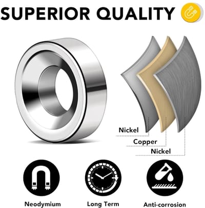 Actie4you® - Schijfmagneten - Ringmagneten met gat - 15 x 3 mm - Magneet met Schroefgat – 5 Stuks
