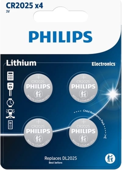 Philips CR2025 Lithium Knoopcel Batterij - 4 Stuks