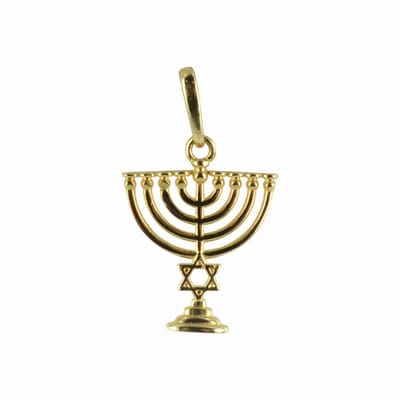 New Bling 9NBSAM-G190661 Gouden Hangertje - Dames - Chanoeka - Kandelaar - Davidster - 11,5 x 10,3 mm - 14 Karaat - Bedel - Goud