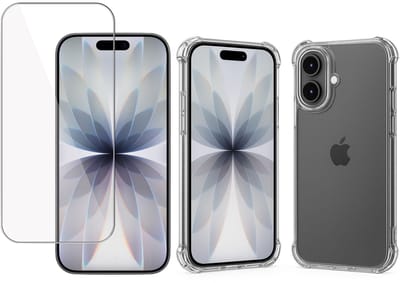TechNow Hoesje + Screenprotector geschikt voor iPhone 17 Hoesje Screenprotector - Tempered Glass - Extreme Shock Case Transparant