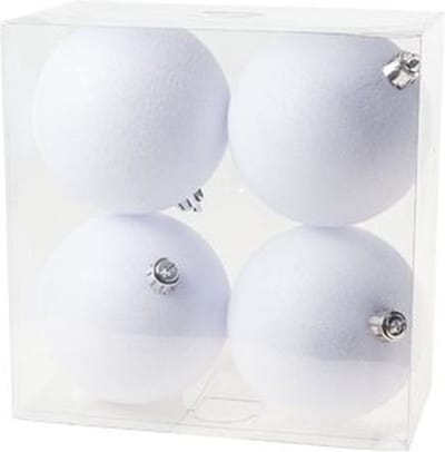 8x Witte kunststof kerstballen 10 cm - Glitter - Onbreekbare plastic kerstballen - Kerstboomversiering wit