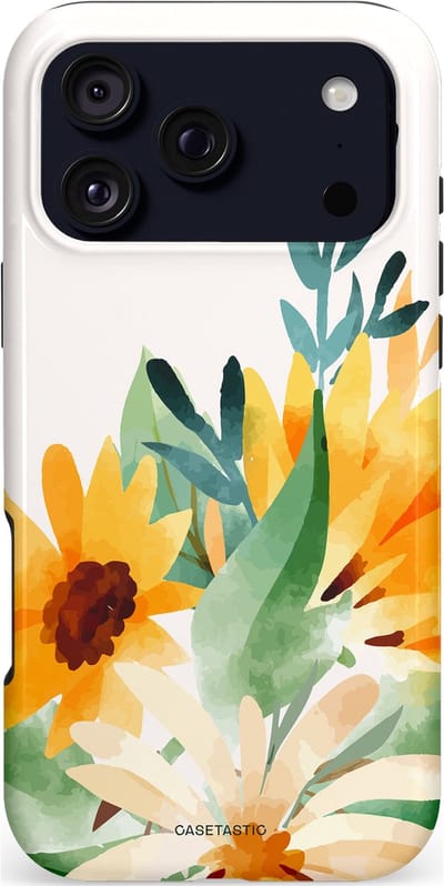 Casetastic hoesje geschikt voor Apple iPhone 17 Pro Max - MagSafe - Dubbellaagse bescherming - Zomergloed - Fashion Case - Wit Crème Saliegroen Goud