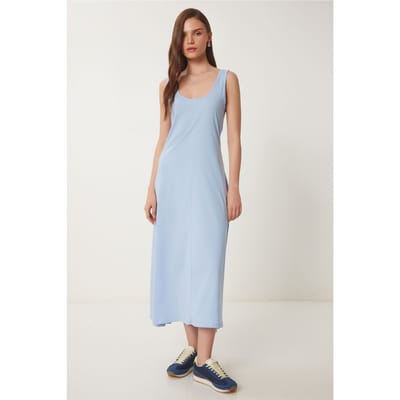 U Kraag Midi Jurk