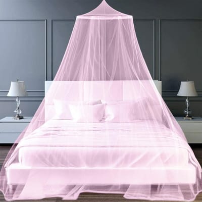 Thijox - Universele Roze Klamboe voor Bed, Klamboe voor Eenpersoons- en Tweepersoonsbed, Luifel voor Meisjesbed, Makkelijk te Installeren Gaasgordijn