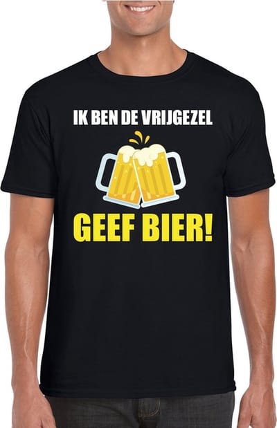 Vrijgezellenfeest t-shirt zwart heren - Ik ben de vrijgezel geef bier! S