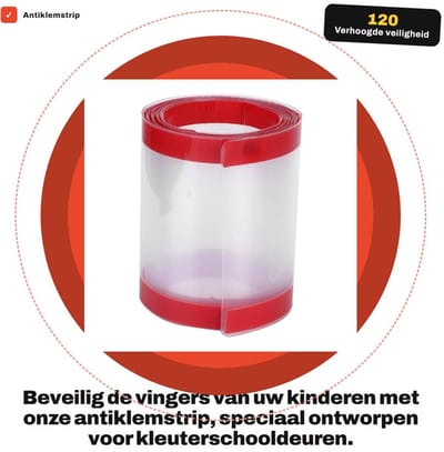 Dailygoods- Antiklemstrip 120x10cm - Deurknelbeveiliging - Veiligheidsdeurscharnier - Voorkomt vingers - Polypropyleen - Transparant - Deurklembeveiliging