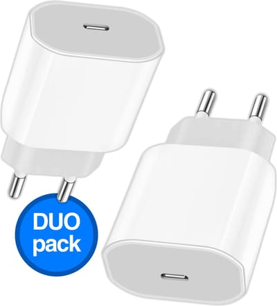 20W Duo-Pack Power Oplader - Oplaadstekker Fast Charger - Snellader - Universeel - Wit