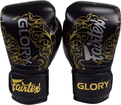 Fairtex x Glory BGVG3 Bokshandschoenen Zwart/Goud/Zilver - Premium Leer - 10 oz