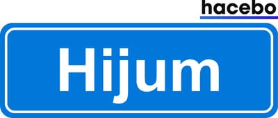 Hacebo - Plaatsnaam Sticker - 29x10 CM - Hijum sticker - Verkeersborden sticker - grappige cadeaus - Hijum