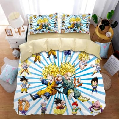 Parure de lit Anime Dragon-Ball, housse de couette Goku, ensemble de housse de couette, ensemble de literie Super Saiyan pour enfants adultes 135x200cm 2pcs