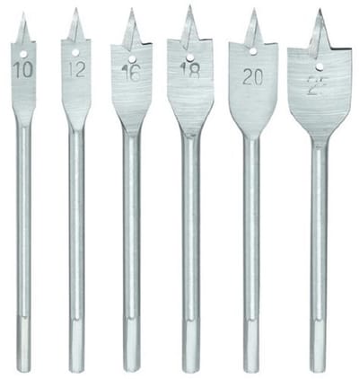 Platte freesboorset 6-delig met WX-schacht voor Metaal, Kunststof en Hout