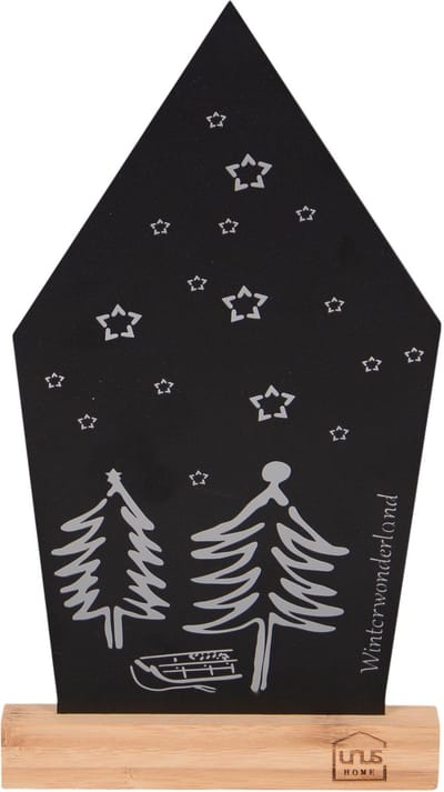 UNUS® Staander decoratieve huis zwart boom ster decoratie kerst advent decoratie met bamboevoe