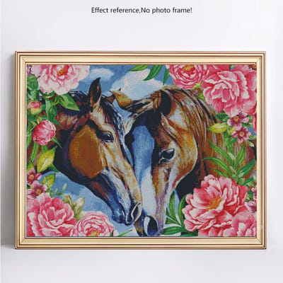 Diamant borduurwerk volledige weergave Aanimals Diamond schilderij ronde stenen paard foto's 20X30 black