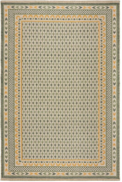 Flycarpets Laagpolig Geweven Jute Vloerkleed - Rand - Kader - Groen 160x230 cm