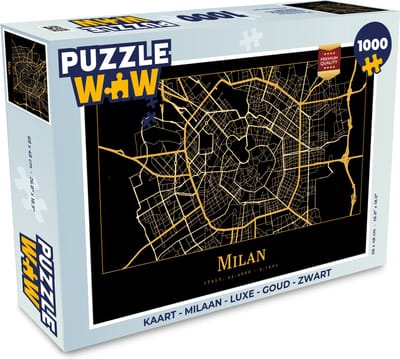 Puzzel Kaart - Milaan - Luxe - Goud - Zwart - Legpuzzel - Puzzel 1000 stukjes volwassenen