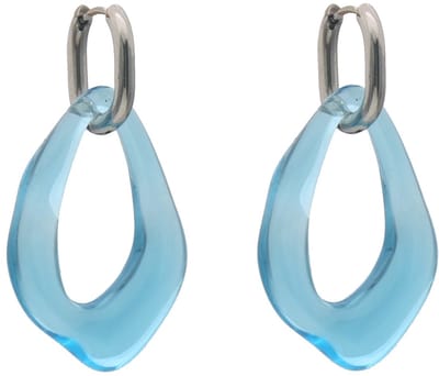 Oorbellen - RVS - acryl hanger - 4,5x2,5 cm - blauw