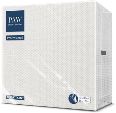 SnelShoppen - Soft Point Servetten 38 x 38 cm | 50 Stuks | Zachte en Sterke Papieren Napkins | Ideaal voor Dagelijks Gebruik, Cafés en Pubs | Wit
