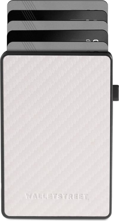 Luxe Walletstreet Carbon Aluminium Pasjeshouder CRB Type - Walletstreet Aluminium Creditcardhouder Card Protector Anti-Skim/ RFID Card Protector 7 Pasjes –  Wit