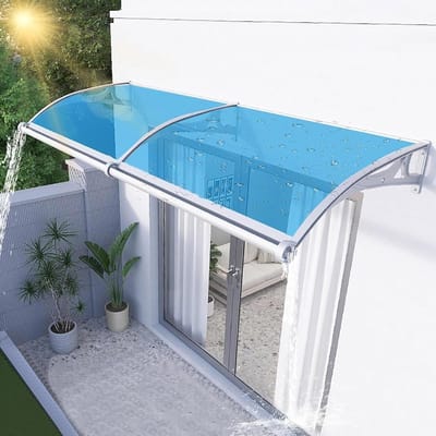 Deurluifel - Buitenluifel - Bescherming tegen weer - Aluminiumlegering beugel - 60 x 200 cm - Blauw