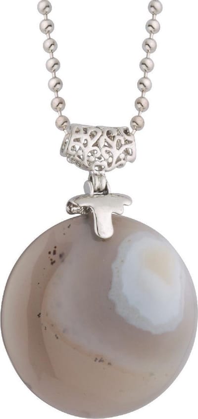 Behave® ketting zilverkleur met natuursteen grijs 86 cm - stijlvolle statement ketting