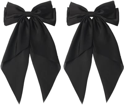 2 stuks - Haarclip - Lint - Strik haarclip - Feestelijk haaraccessoire geschikt voor vrouwen en meisjes - Zwart - Lange staart