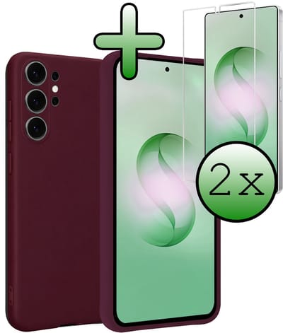 Hoesje Met 2x Screenprotector - Geschikt voor Samsung Galaxy S26 Ultra - Sterk & Shockproof - Back Cover - Siliconen Case - Telefoon Hoes - Aubergine