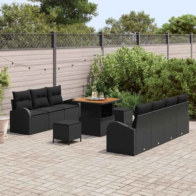 vidaXL - Tuinbank - Set - 10 - st - 9-Aantal - zitplaatsen - Zwart