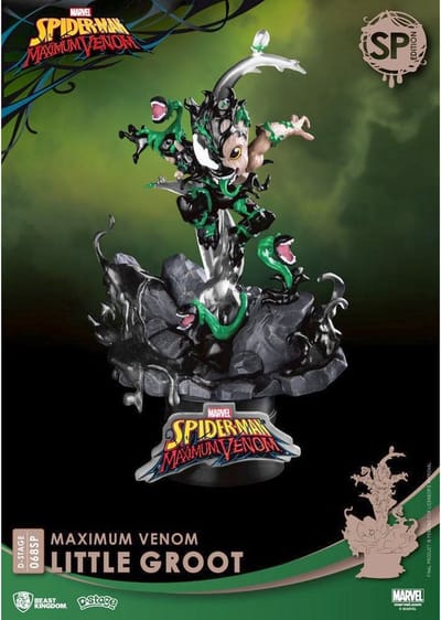 Beast Kingdom Toys Venom Beeld/figuur Maximum Venom Little Groot Special Edition 16 cm D-Stage Diorama Multicolours
