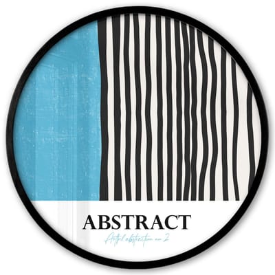 Poster in lijst Rond - Fotolijst 40x40 cm - Posters - Blauw - Zwart - Wit - Abstract - Ronde posterlijst zwart - Decoratie - Wanddecoratie woonkamer - Muurdecoratie slaapkamer