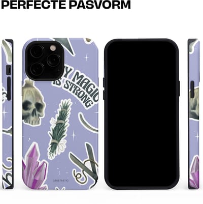 Casetastic hoesje geschikt voor Apple iPhone 13 Pro Max - MagSafe - Dubbellaagse bescherming - Lila Paarse Hekserij Strong Magic Sterren Collage - Fashion Case - Lila Lichtgrijs Wit