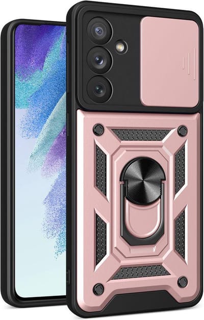 MobyDefend Hoesje - Geschikt voor Samsung Galaxy A54 - Pantsercase Met Draaibare Ring - Zilvergrijs