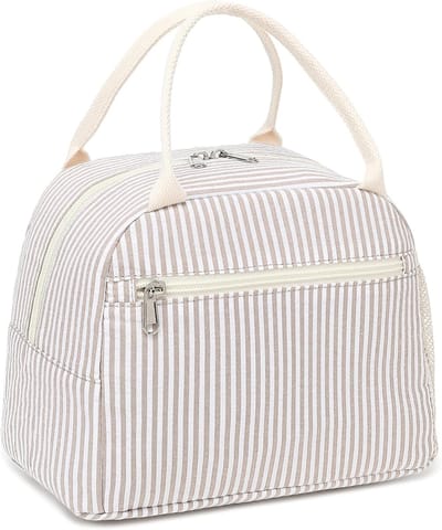 Thijox - LEDAOU geïsoleerde lunchbox voor vrouwen - herbruikbare lunchtas - corduroy lunch tote - lekvrije thermische koeler - grote capaciteit - kaki