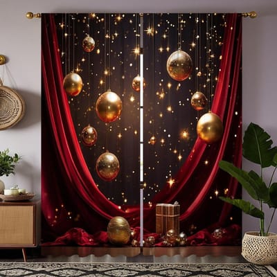 2-delige HD digitale rode stropdas hangende bal lichtgordijn Woondecoratie stijl decoratie woonkamer slaapkamer door roede gordijn e W52H63inchW132H160cm brown