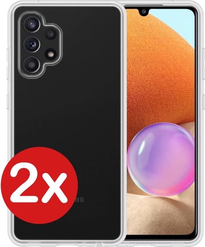 Hoesje - 2 Stuks - Geschikt voor Samsung Galaxy A32 4G - Sterk & Shockproof - Telefoonhoes - Back Cover - Case Siliconen - Telefoon Hoes - Transparant