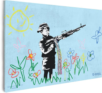 Banksy Graffiti - Canvas Schilderij 32x45 cm - Schilderijen Woonkamer