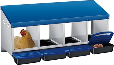 Kippenlegnest - Nistkast voor Kippen - Voor Buiten en Pluimvee - 106x48x47 cm - 4 Afdelingen - Blauw