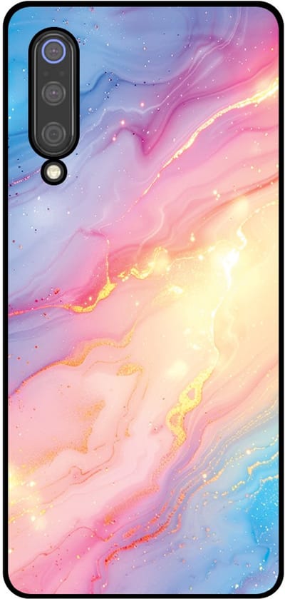 Smartphonica Telefoonhoesje Geschikt voor Xiaomi Mi 9 met Regenboog Glitter Marmer Opdruk - TPU Backcover Case Rainbow Glitter Marble Design geschikt voor Xiaomi Mi 9